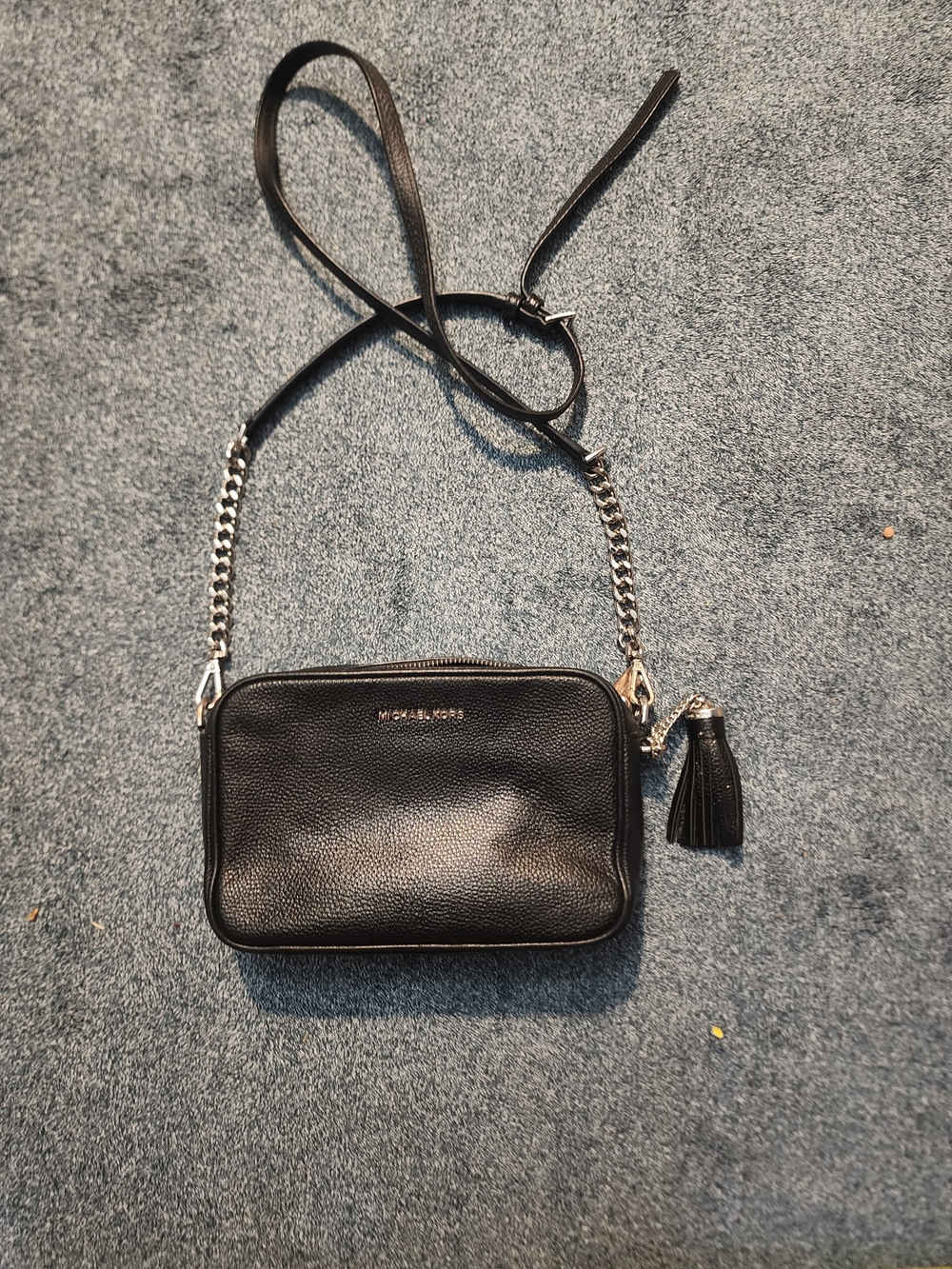 Michael Kors Black Pebbled Leather Chain-Strap Crossbody